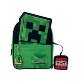 Minecraft : Creeper - Youth 3 Piece 11" Backpack With TNT Coin Purse and Creeper Keychain