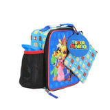 Super Mario Bros Group Shot 4 Piece Kids Lunch Bag and Water Bottle Combo Set