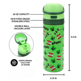 Minecraft Boom Green 24 Oz Stainless Steel Water Bottle