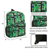 Minecraft : Creeper, Steve, & Alex Pattern - Kids 16" Backpack