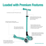 Globber : Primo Foldable Scooter Plus - With Lights - Dark Mint / Mint