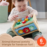 Fisher-Price Wooden Activity Triangle, 3-Sided Fine Motor Toy For Baby, 1 Wood Piece