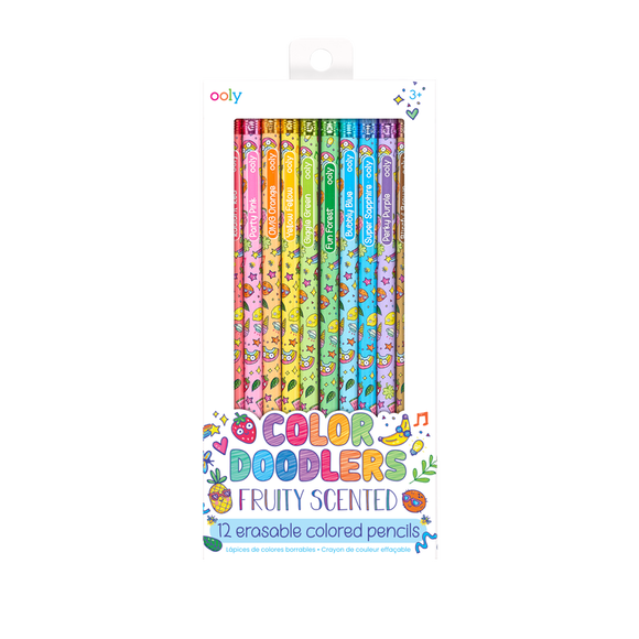 Ooly : Color doodlers fruity scented erasable color pencils - set of 12