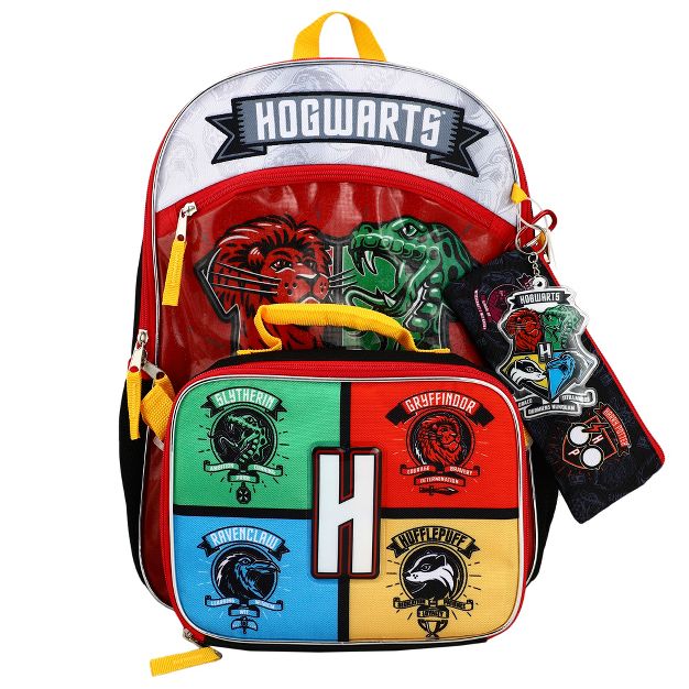 BIOWORLD Harry Potter Hogwarts House Crests 5 Piece Backpack Set