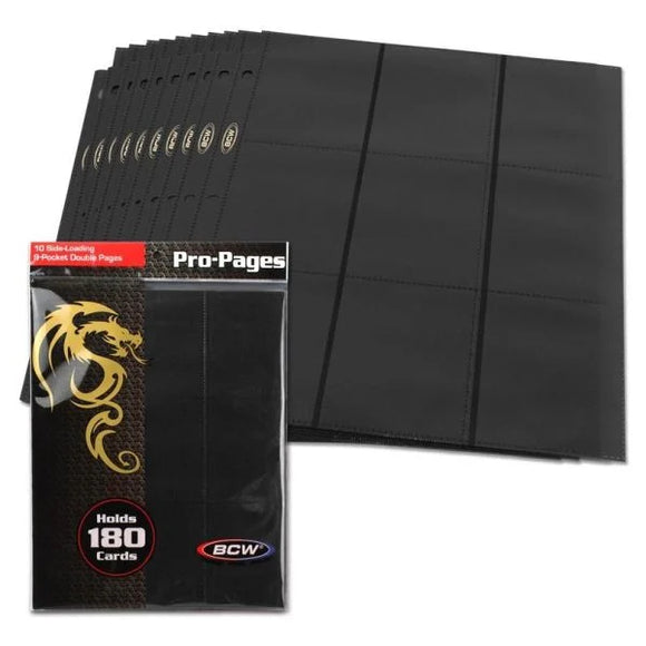 10 Pack - Side Loading 9 - Pocket Double Pro Pages - Black