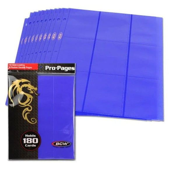 10 Pack - Side Loading 9 - Pocket Double Pro Pages - Blue