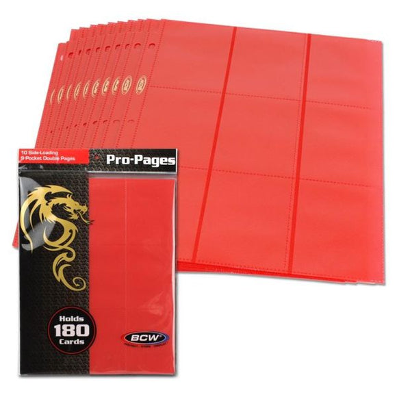10 Pack - Side Loading 9 - Pocket Double Pro Pages - Red