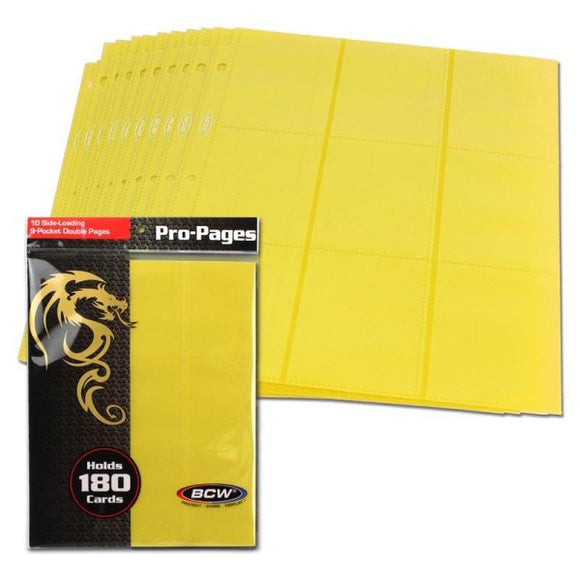 10 Pack - Side Loading 9 - Pocket Double Pro Pages - Yellow