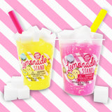 COMPOUND KINGS - Summertime Lemonade Stand - 2 Pack Jelly Cube Fluffy Slime Cup - Pink and Yellow bundle