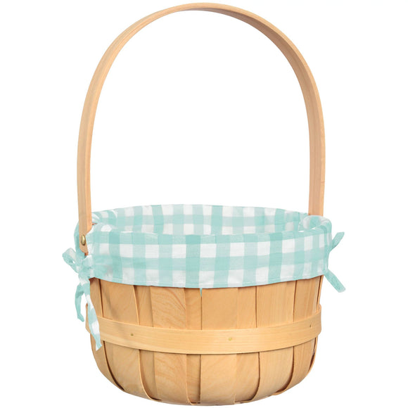 Premium Round Wood Chip Easter Basket - Blue