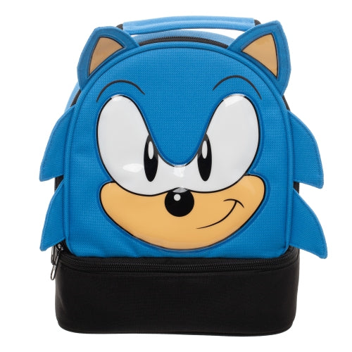 Sega Sonic The Hedgehog Big Face Ears Insulated Dual Compartment Lunch Bag