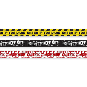 Halloween Fright Plastic Tape Banners (Each 30 Feet Long)