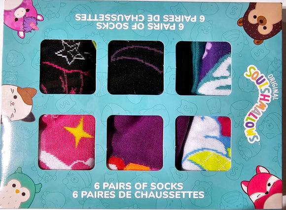 Squishmallow - Feelin' Mellow 6 pack Youth socks (in box)