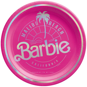 Malibu Barbie 7" Round Metallic Plates Pack of 8