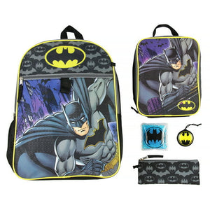 Batman - Kids 5 Piece Backpack Set (some items may differ)