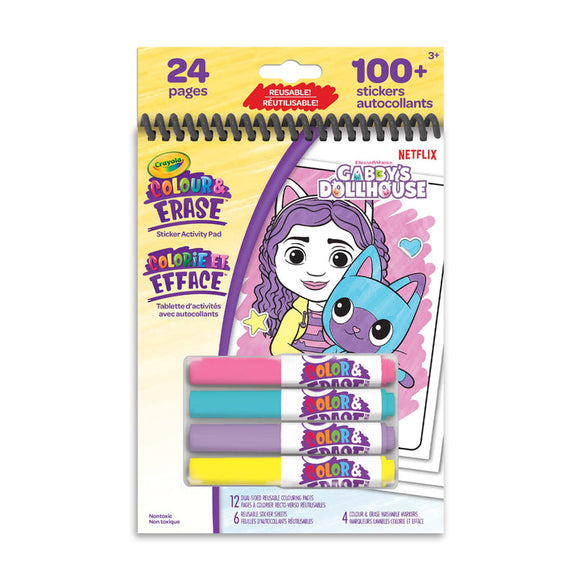 Crayola Colour & Erase Reusable Sticker Activity Pad, Gabby's Dollhouse