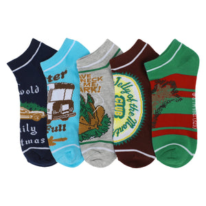 NATIONAL LAMPOON'S CHRISTMAS VACATION THEMED 5 PACK WOMENS JUNIORS ANKLE SOCKS