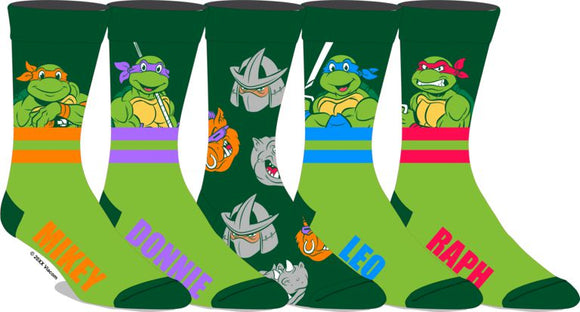 Teenage Mutant Ninja Turtles - Mikey, Donnie, Leo and Raph Crew Sock 5 Pack