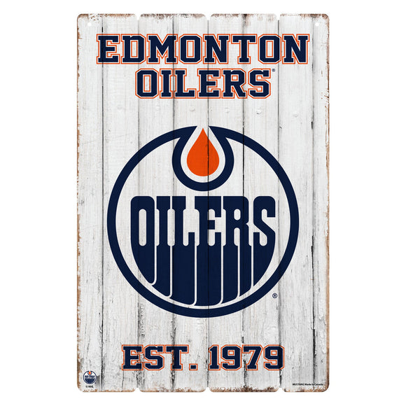 (PRE-ORDER) Edmonton Oilers NHL 24x16 Established Faux Wood Sign [ALL PRE-ORDERS ARE FINAL]