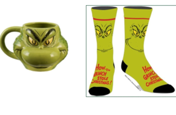 The Grinch -  Casual Crew Sock with Mug Combo