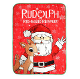 Rudolph The Red Nosed Reindeer & Santa 4ft X 5ft Throw Blanket