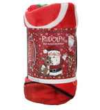 Rudolph The Red Nosed Reindeer & Santa 4ft X 5ft Throw Blanket