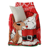Rudolph The Red Nosed Reindeer & Santa 4ft X 5ft Throw Blanket