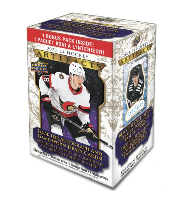 2023-2024 UPPER DECK  ARTIFACTS NHL HOCKEY BLASTER BOX (with bonus pack inside)