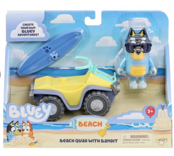 NEW 2024 Bluey S9 Figure & Vehicle Pack Beach Quad with Bandit