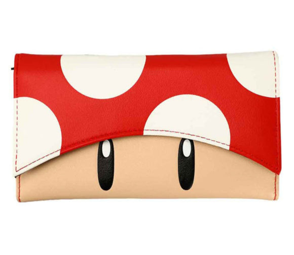Nintendo Super Mario Bros Red Mushroom Womens Trifold Wallet