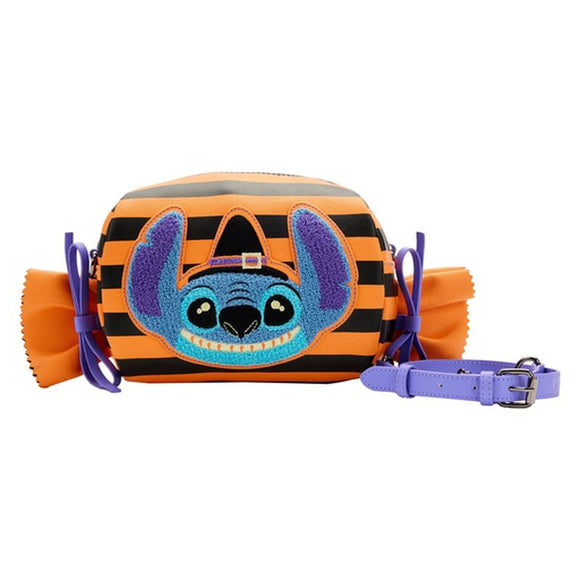 Loungefly Premium : Lilo and Stitch Striped Halloween Candy Wrapper Crossbody Bag
