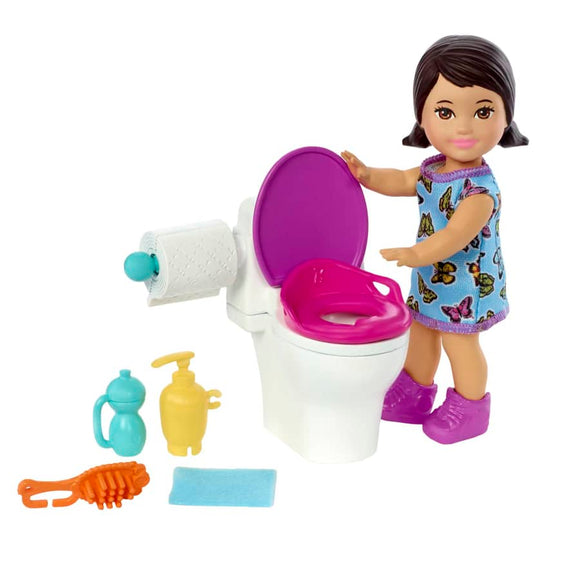 Barbie Skipper Babysitters Inc - Small Doll with Accessories - Set With Toilet And 5 Pieces