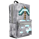 Minecraft Premium Pickaxe Pixelated 17" Backpack (Loads of Storage Room)