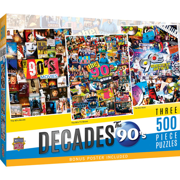 Decades - The 90s 500 Piece Puzzles 3 Pack