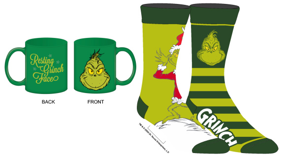 THE GRINCH - Casual Crew Sock With Mug Combo
