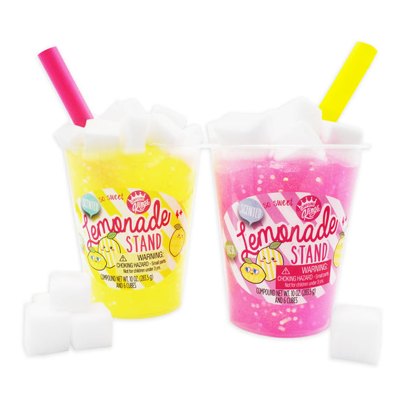 Compound Kings  - Summertime Lemonade Stand - 2 Pack Jelly Cube Fluffy Slime Cup - Pink and Yellow bundle