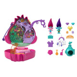 Polly Pocket & Dreamworks Trolls Compact Playset With Poppy & Branch Dolls & 13 Accessories