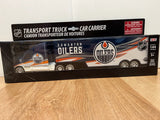 (PRE-ORDER) EDMONTON OILERS NHL 1/64 SCALE TRANSPORT WITH TRAILER (14")