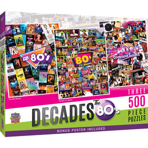 Decades - The 80's 500 Piece Puzzles 3 Pack