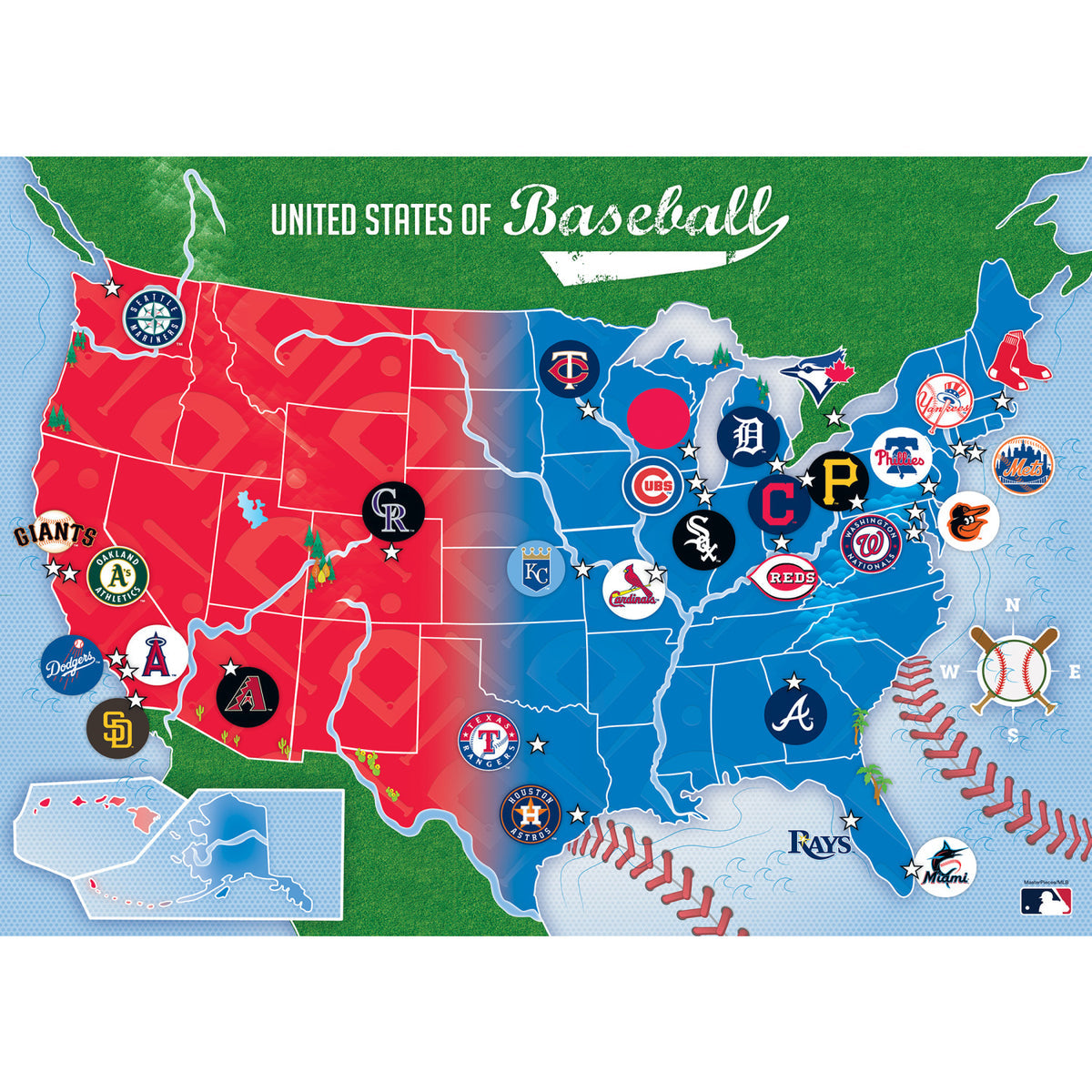 MLB - League Map 500 Piece Puzzle – Colossal Toys Inc.