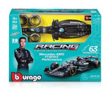 Bburago : 1:24 Formula 1 - Racing Die Cast Metal Kit  Mercedes AMG W14 E Performance Model Kit w/helmet 38 Pieces (Limited Edition Style) - George Russell
