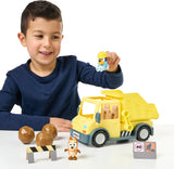 Bluey : Bluey’s Dump Truck with Hard Hat Bluey and Muddy Bingo Figures