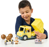Bluey : Bluey’s Dump Truck with Hard Hat Bluey and Muddy Bingo Figures
