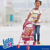 Baby Alive : Doll Stroller - Pink Rainbow - Retractable Canopy, Safety Harness for Doll