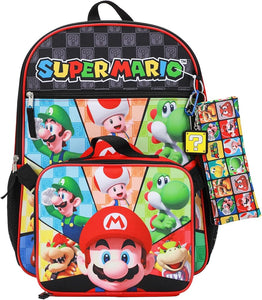 Super Mario Bros. 5 Piece 16" Backpack Set