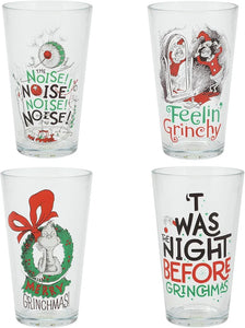 The Grinch : The Grinch Holiday Graphics - 4 Pack, 16 Oz Glass Set