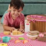 Fisher-Price : Wooden Picnic Basket & Food - Pretend Play Set For Preschool Kids, 31 Wood Pieces