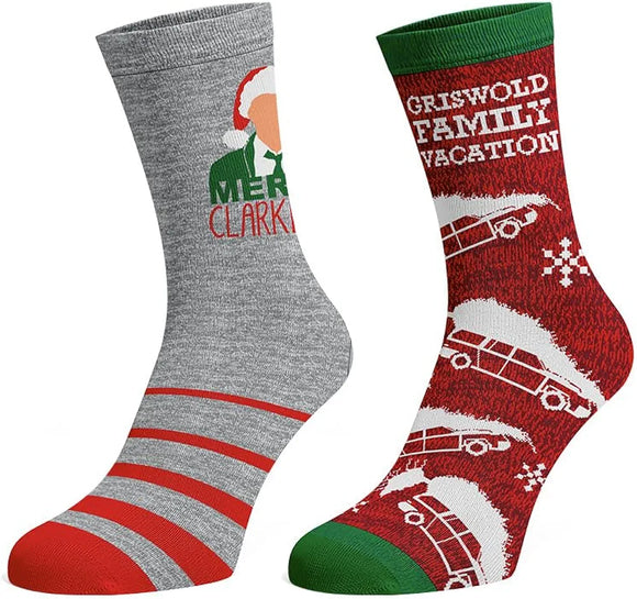 National Lampoon's Christmas Vacation : Merry Clarkmas 2 Pack Crew Socks