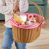 Fisher-Price : Wooden Picnic Basket & Food - Pretend Play Set For Preschool Kids, 31 Wood Pieces