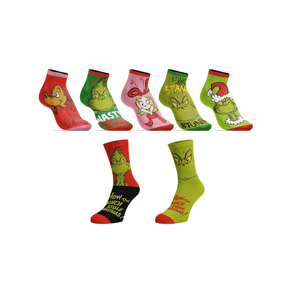 The Grinch : Mixed Crew and Ankle 7 Pack Socks